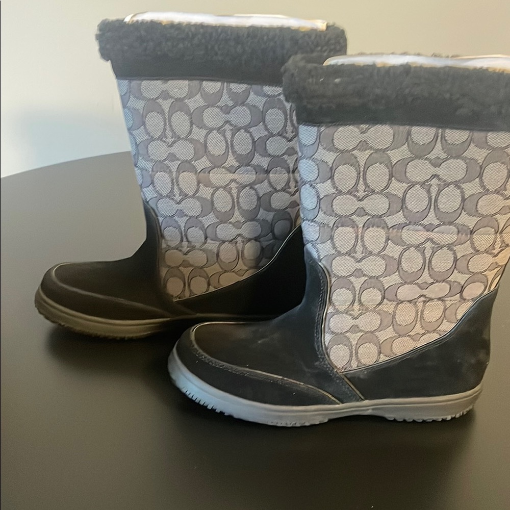 Coach Black and Gray Winter Rain Boots with Durable Sole - Picture 3 of 5